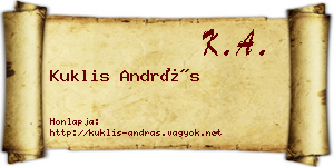 Kuklis András névjegykártya