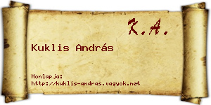 Kuklis András névjegykártya